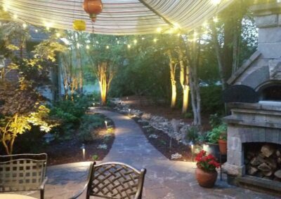Outdoor Pondless Waterfall and Lighting